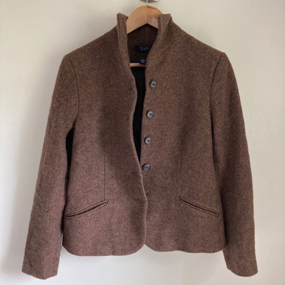 Chaps women’s wool blend brown tweed coat - Picture 3 of 8